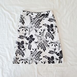 Black and White Tropical Flower Skirt
